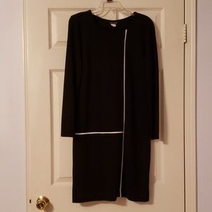 Black with white lines long sleeve Venus dress